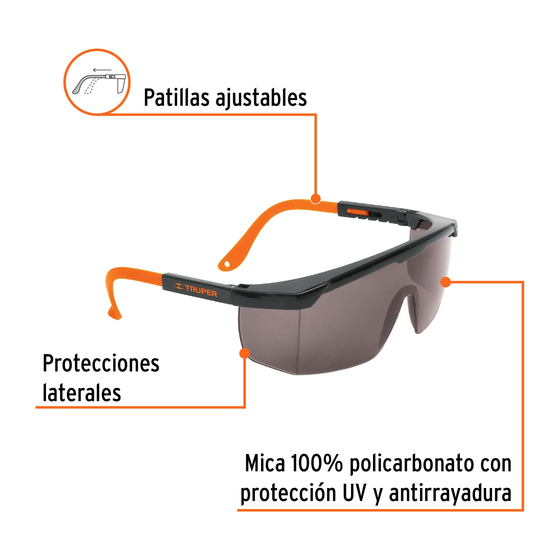 Lentes de Seguridad Ajustables Grises TRUPER Classic