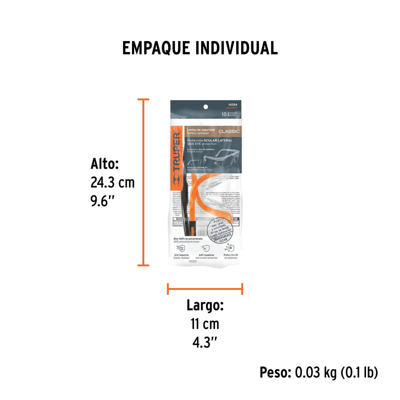 Lentes de Seguridad Ajustable Transparentes Truper