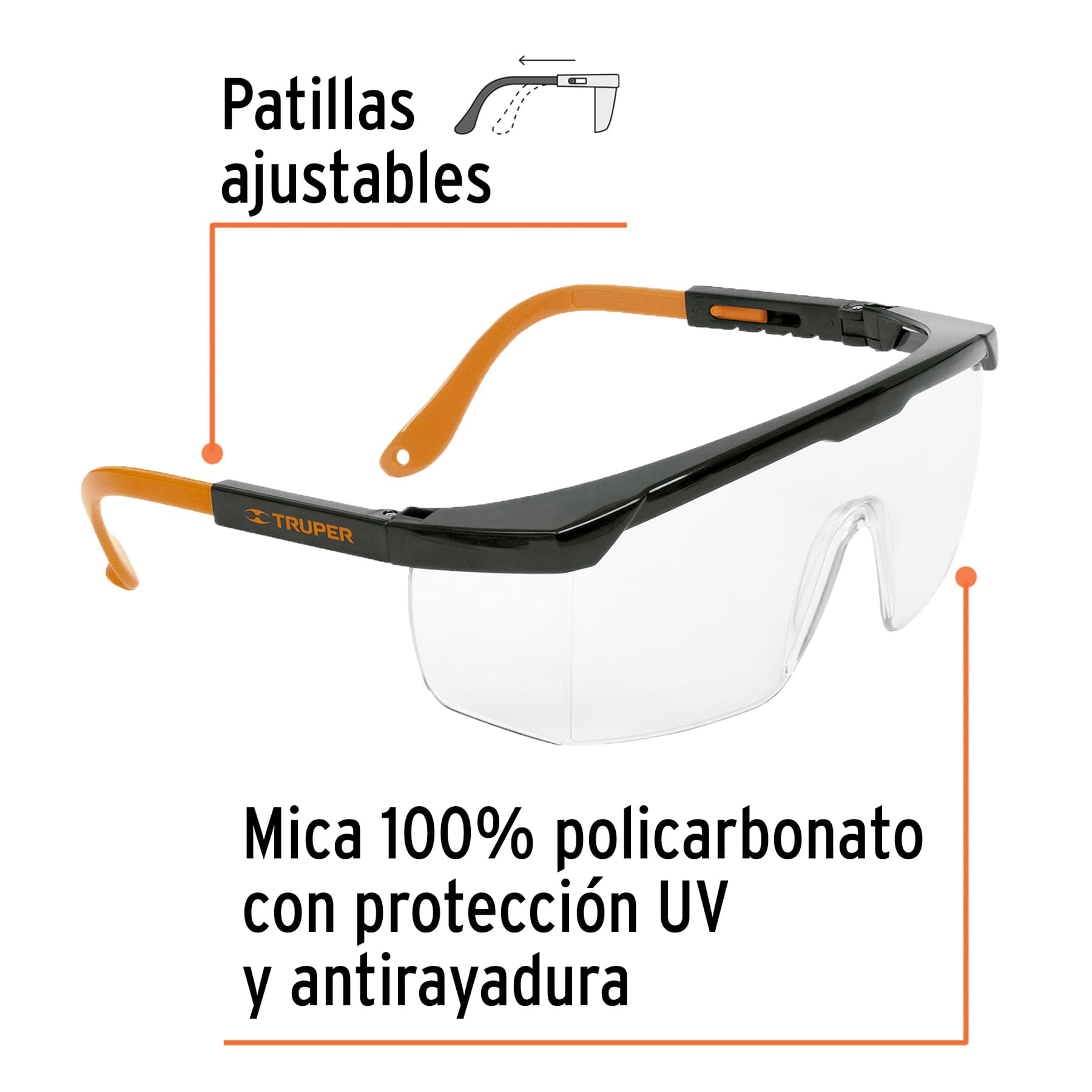 Lentes de Seguridad Ajustables Transparentes TRUPER Classic