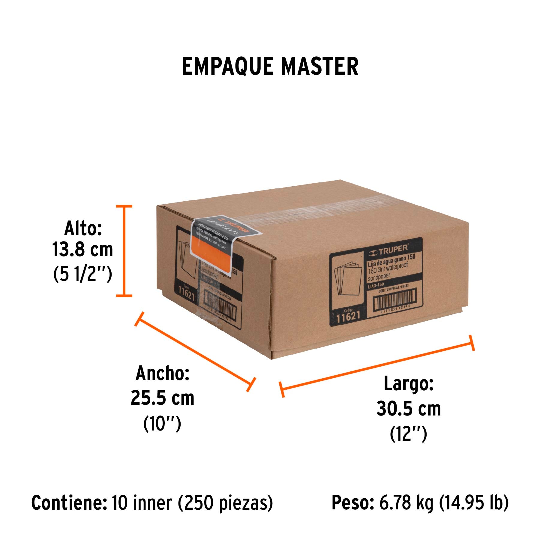 Lija de Agua Carburo de Silicio TRUPER Grano 150