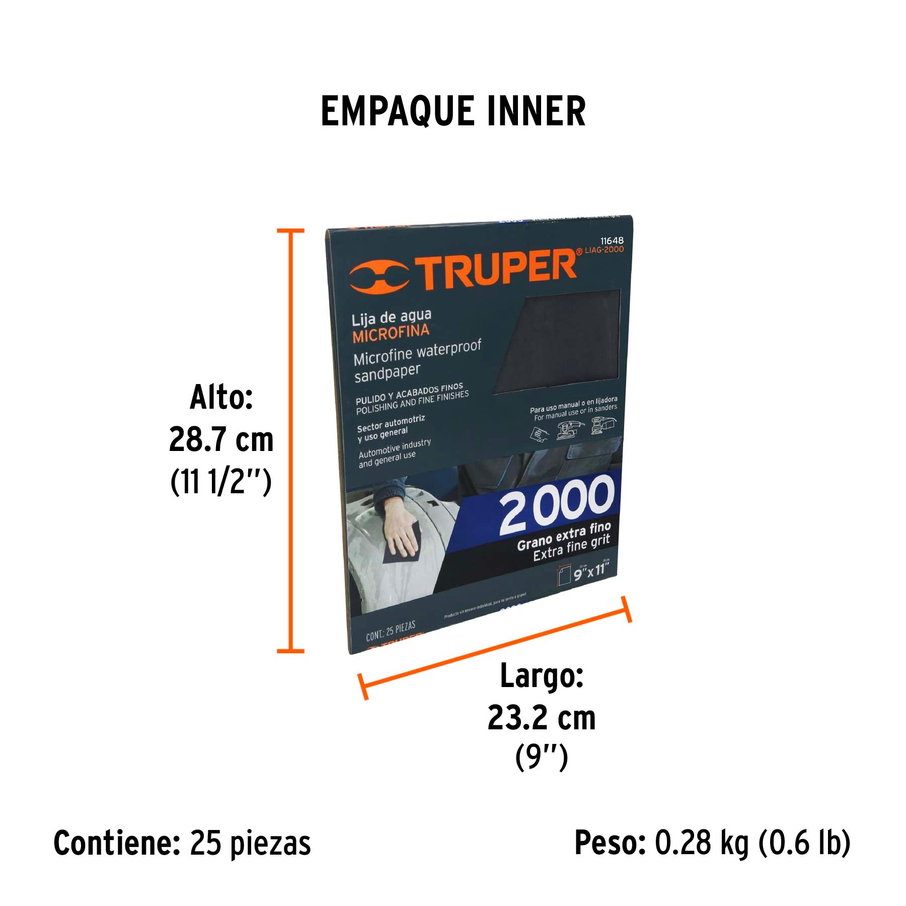 Lija de Agua Carburo de Silicio Microfina TRUPER Grano 2000