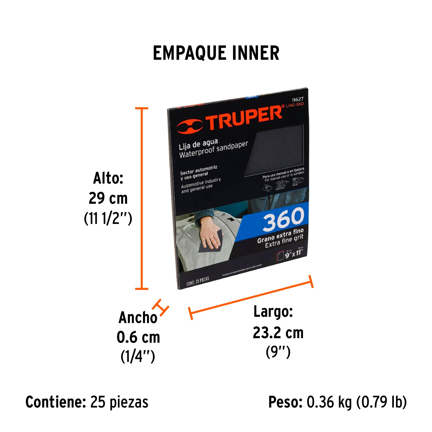 Lija de Agua Carburo de Silicio TRUPER Grano 360