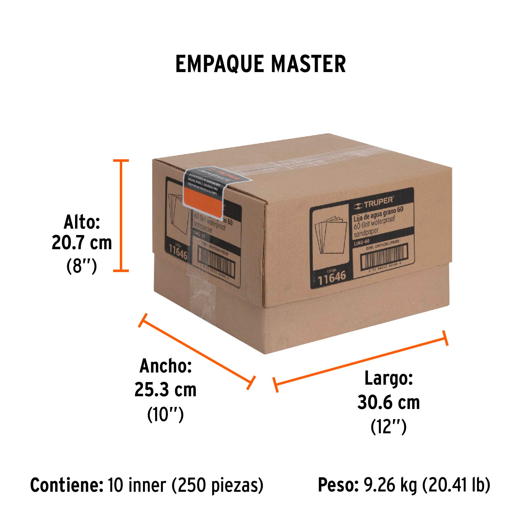 Lija de Agua Carburo de Silicio TRUPER Grano  60
