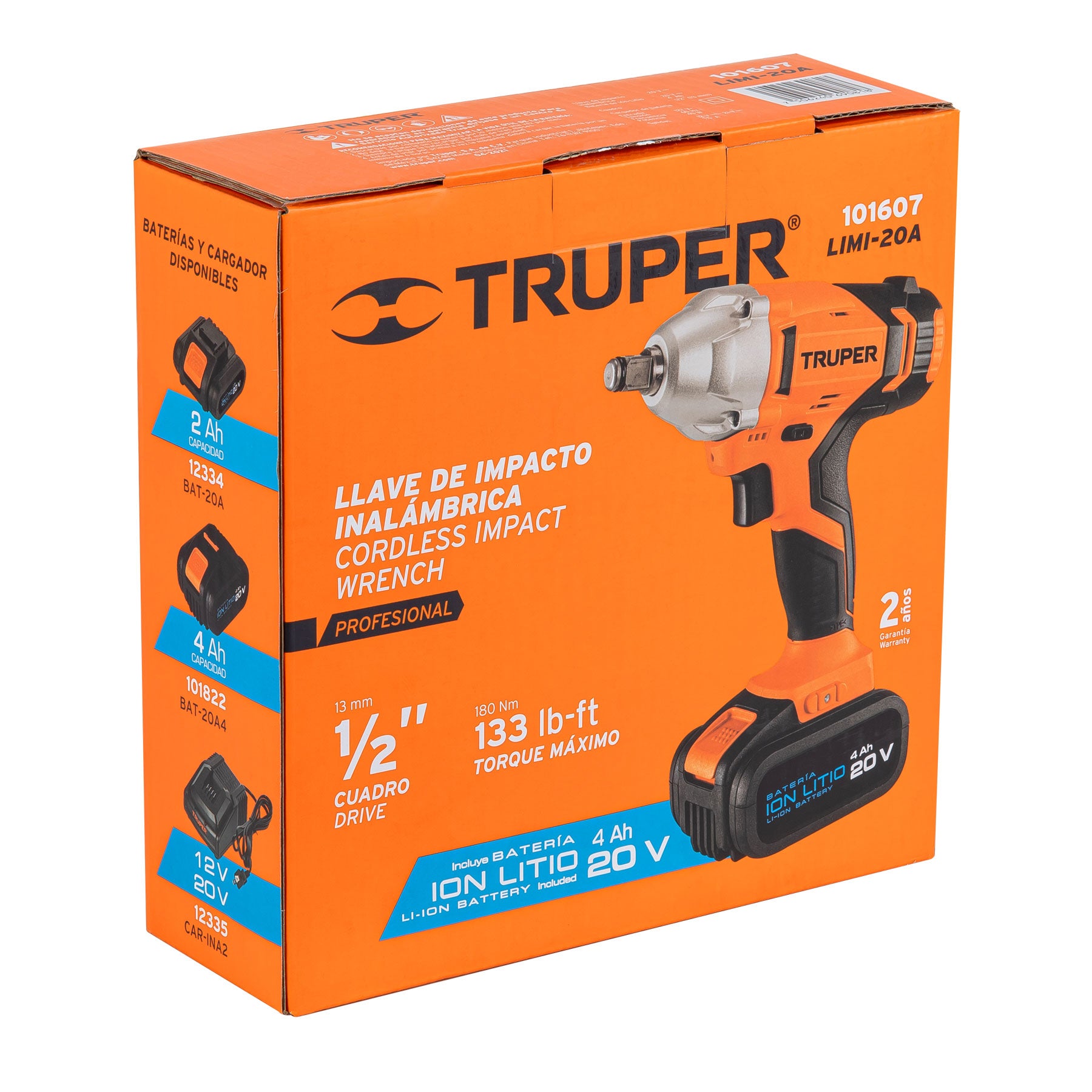 Llave de Impacto Inalambrica 20 Volts Broquero de 1/2" Truper