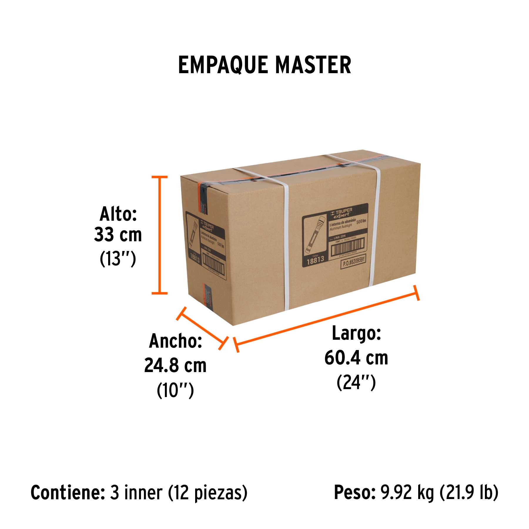 Linterna LED con 2 Pilas D de Aluminio 500 lm TRUPER EXPERT