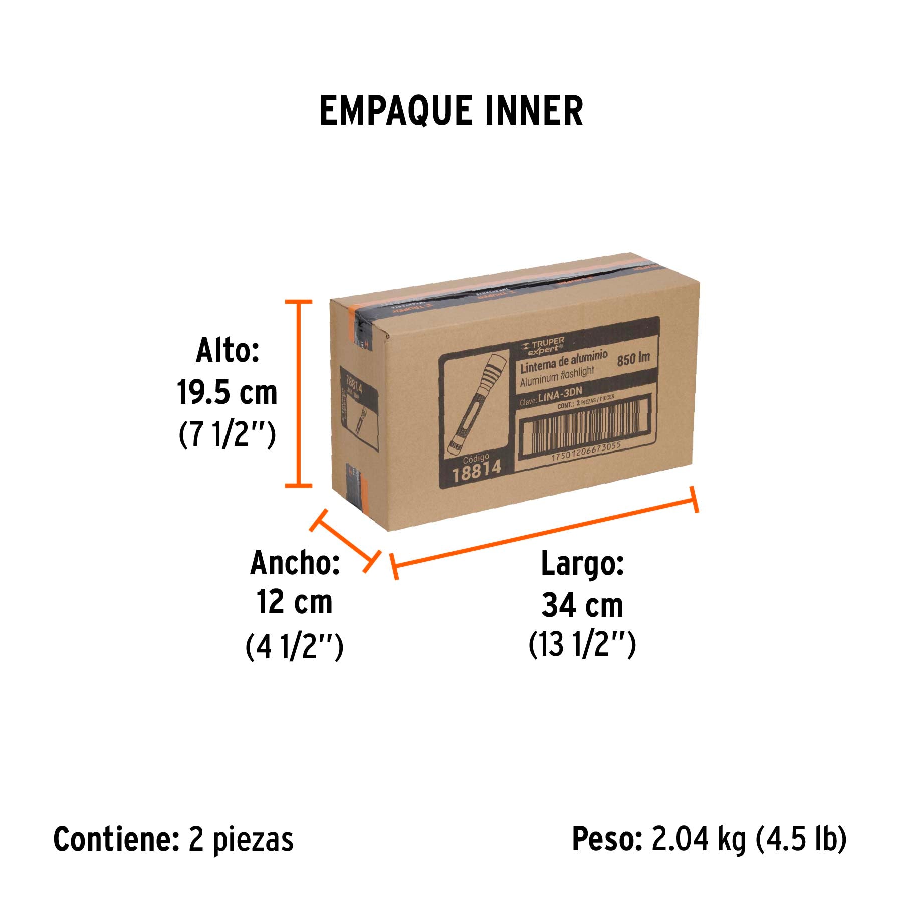 Linterna LED con 3 Pilas D de Aluminio 850 lm TRUPER EXPERT