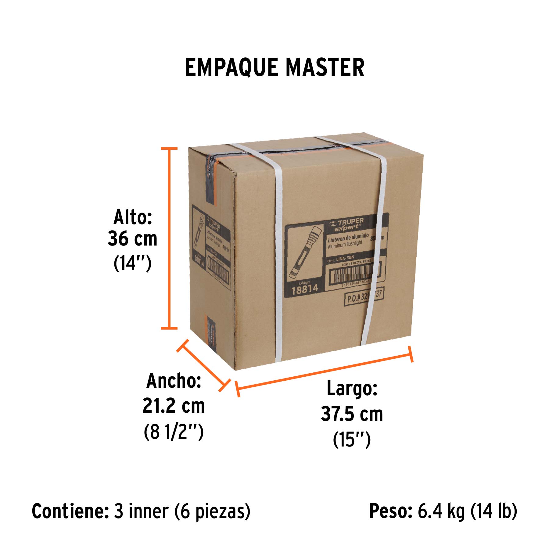 Linterna LED con 3 Pilas D de Aluminio 850 lm TRUPER EXPERT