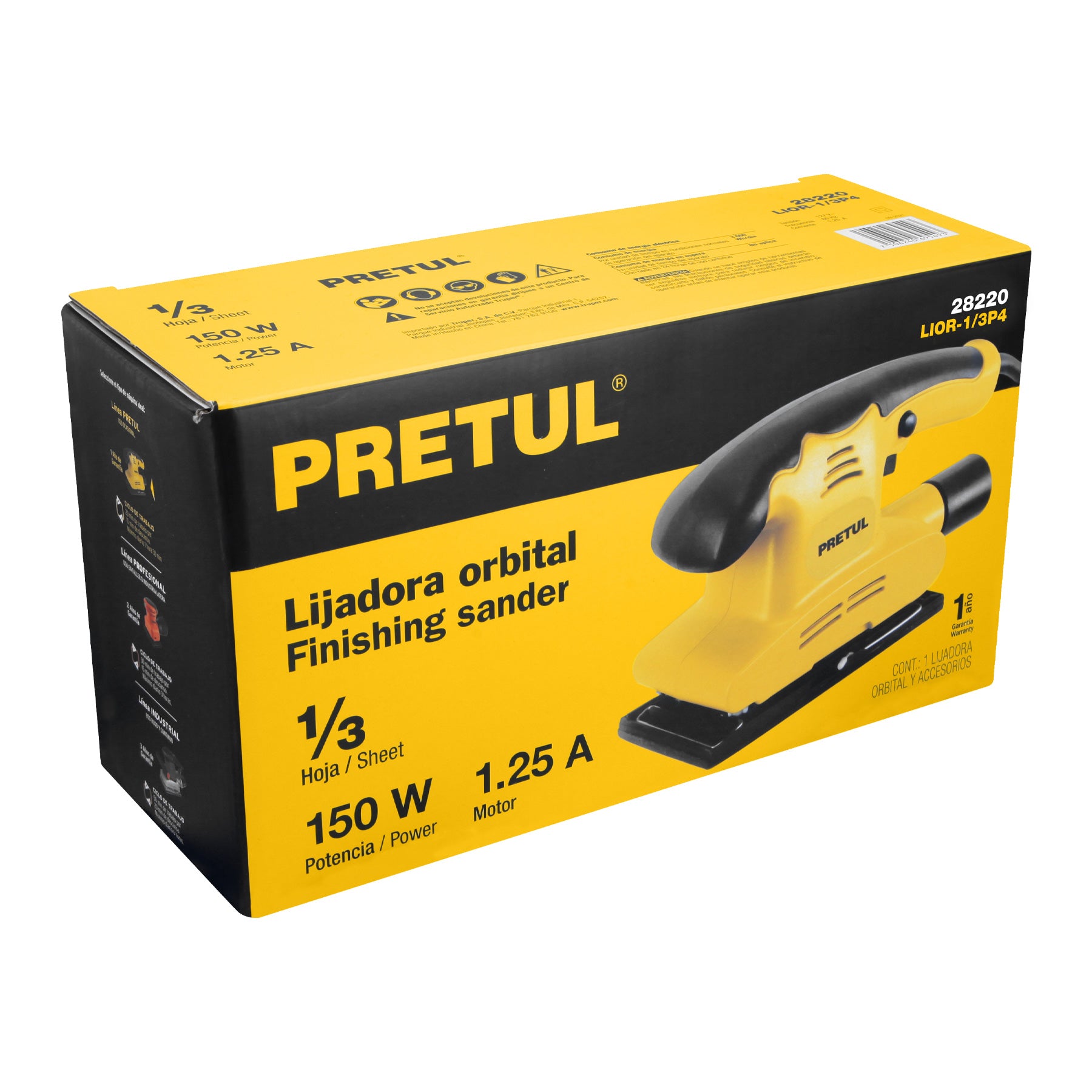 Lijadora Orbital 1/3 de Hoja 150 Watts Pretul