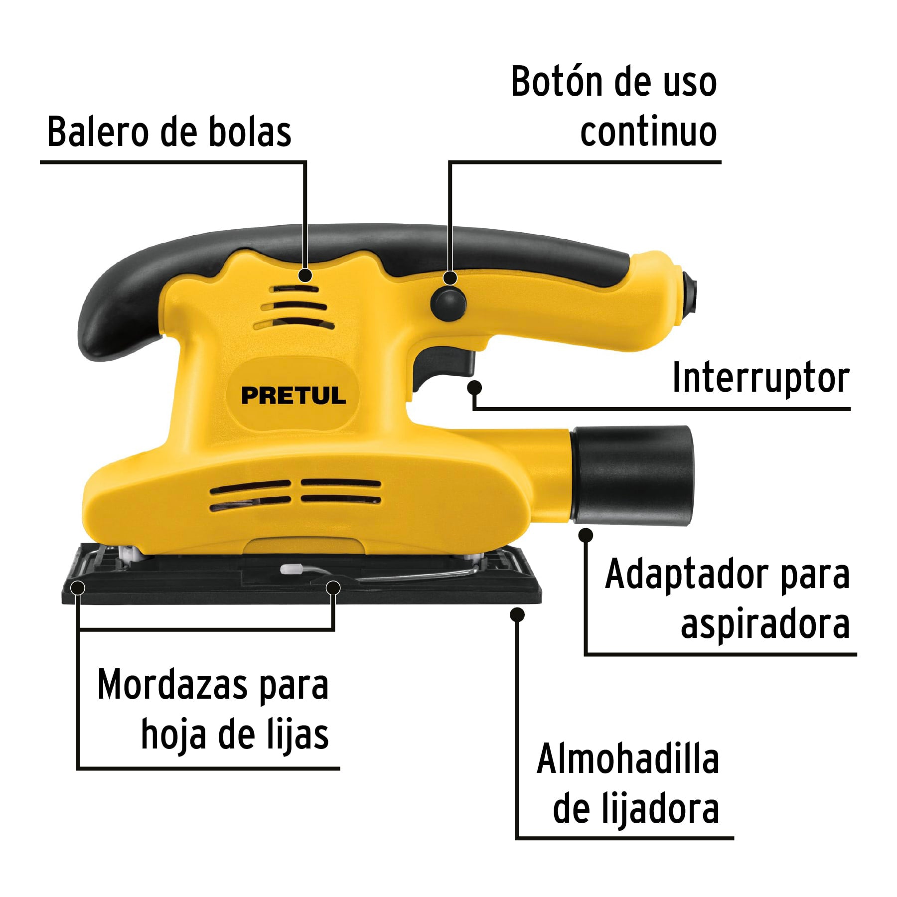 Lijadora Orbital 1/3 de Hoja 150 Watts Pretul