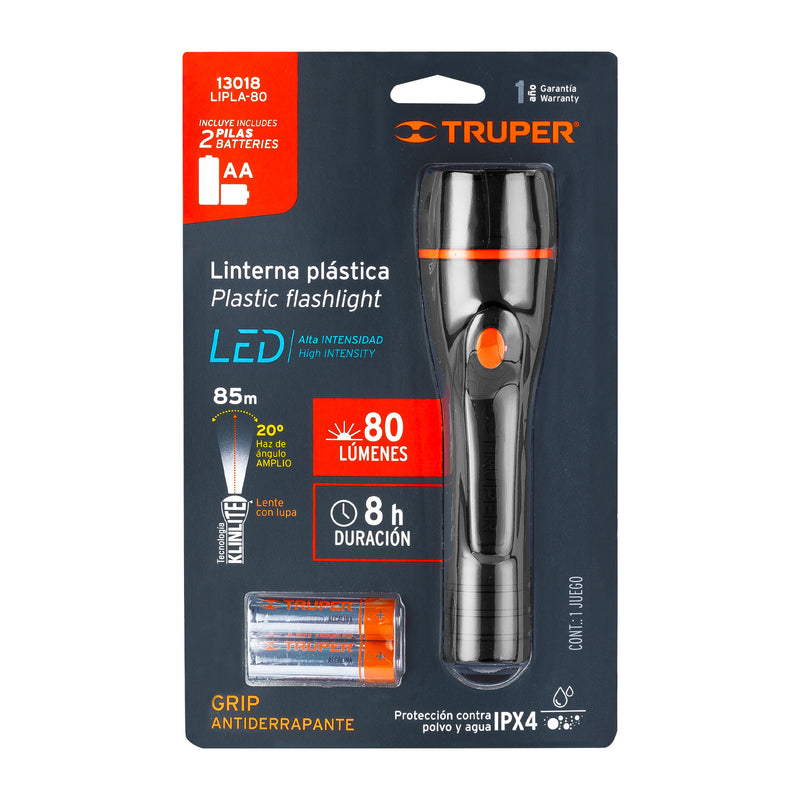 Linterna de Pilas 2AA Plastica 1 LED 80 lm Truper