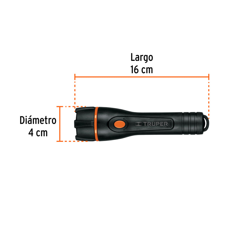 Linterna de Pilas 2AA Plastica 1 LED 80 lm Truper