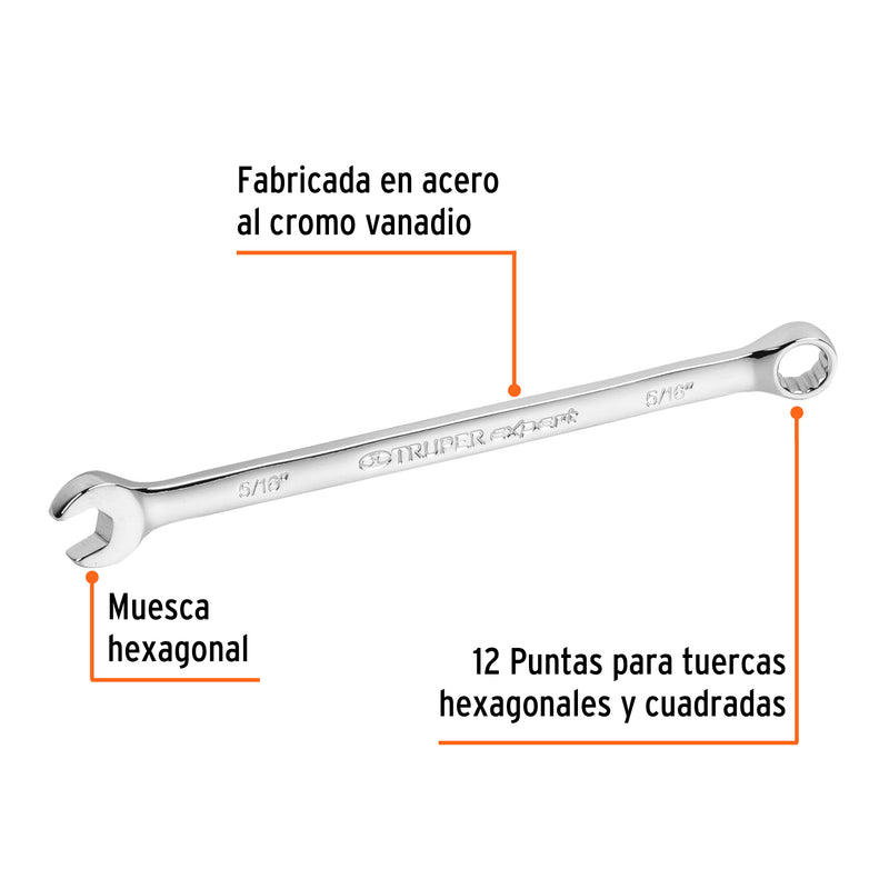 Llave Combinada Extralarga Estandar Truper Expert 5/16"