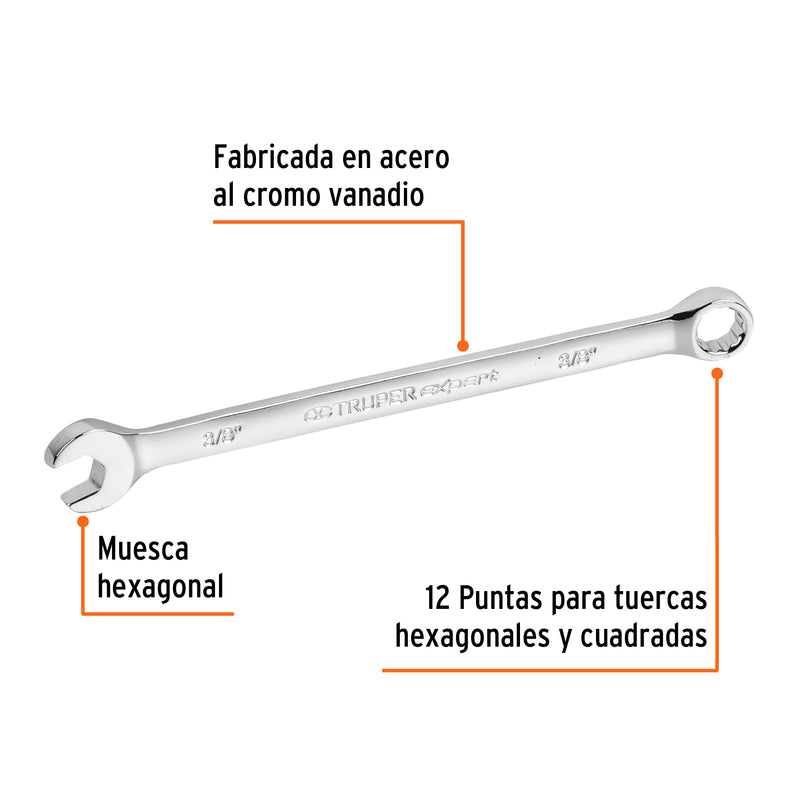 Llave Combinada Extralarga Estandar Truper Expert 3/8"