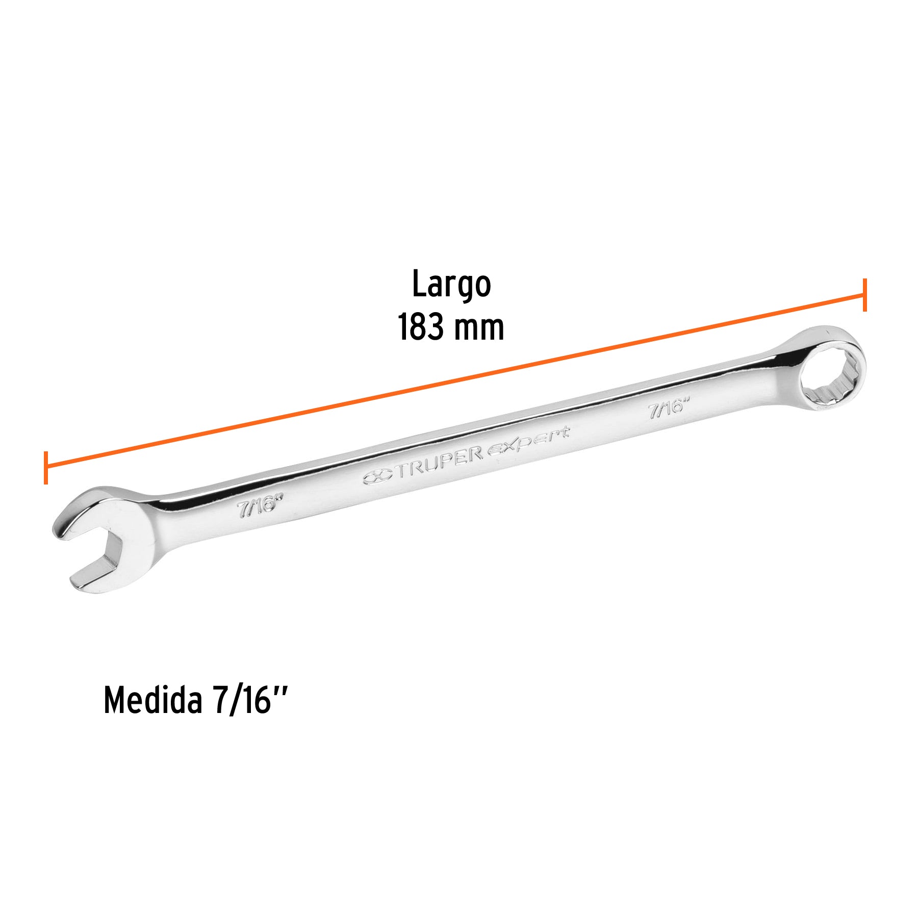 Llave Combinada Extralarga Estandar Truper Expert 7/16"