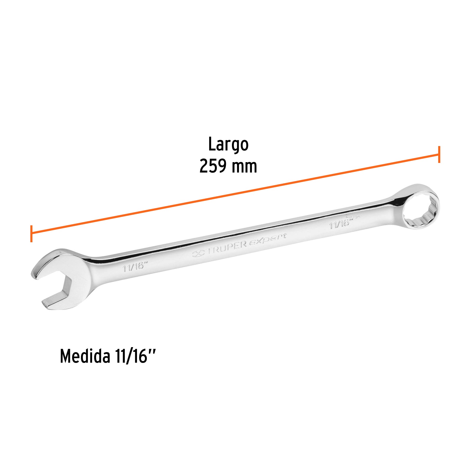 Llave Combinada Extralarga Estandar Truper Expert 11/16"