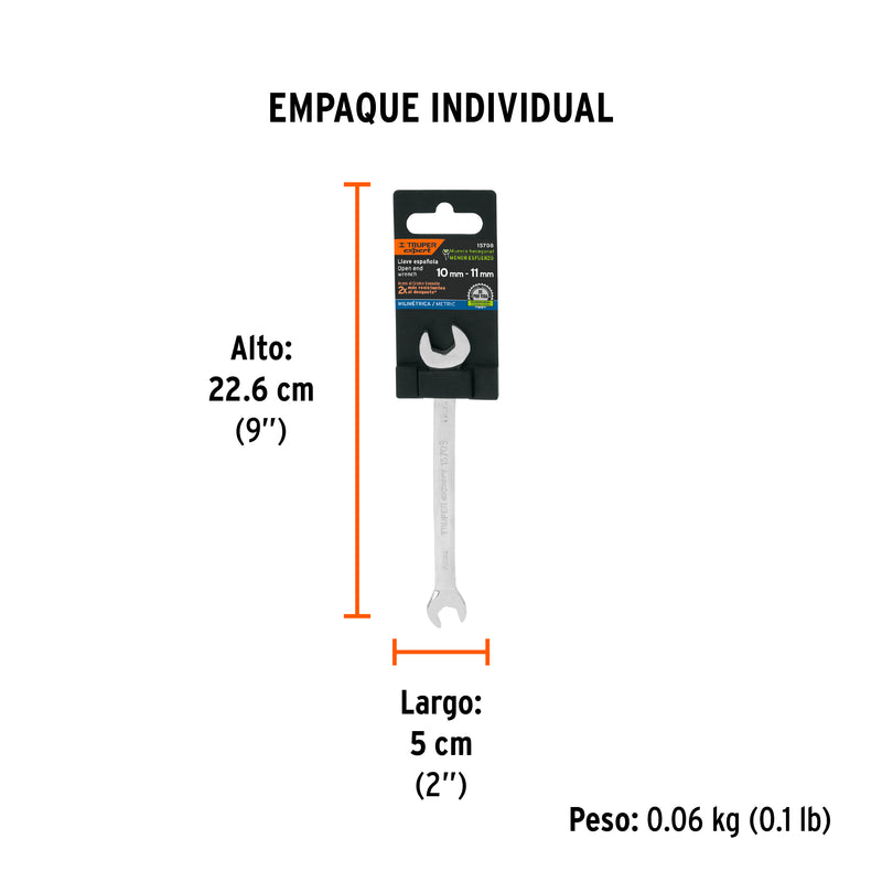 Llave Española Milimetrica Truper Expert 10 mm - 11 mm