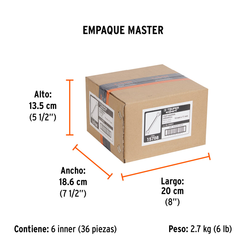 Llave Española Milimetrica Truper Expert 10 mm - 11 mm