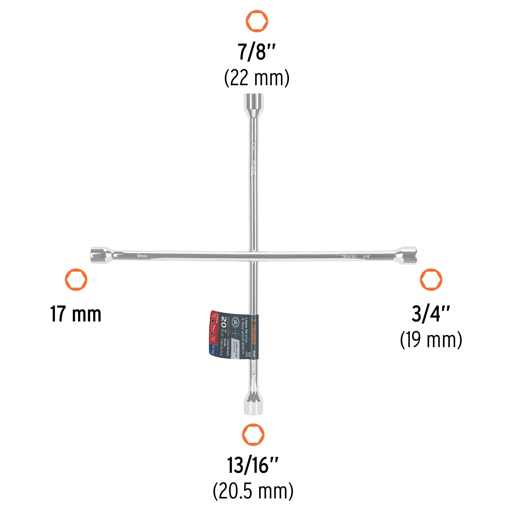 Llave de Cruz Cromada Truper 20"