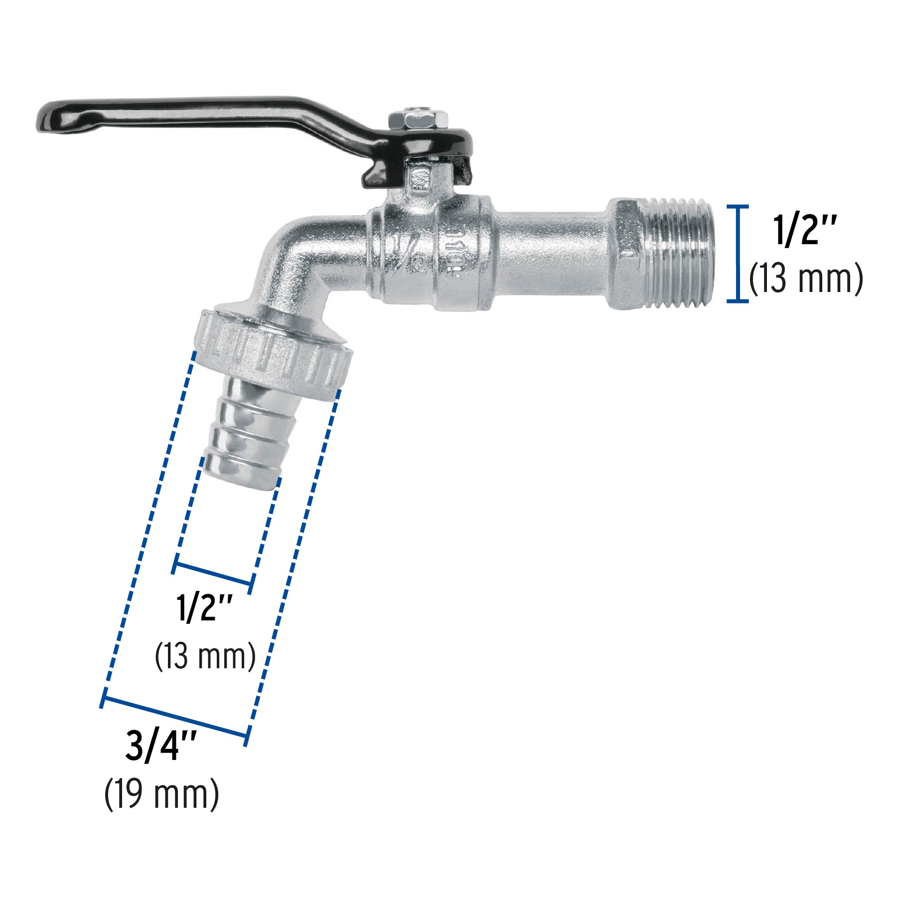 Llave de Nariz para Manguera 1/2" de 1/4 de Vuelta Foset Basic