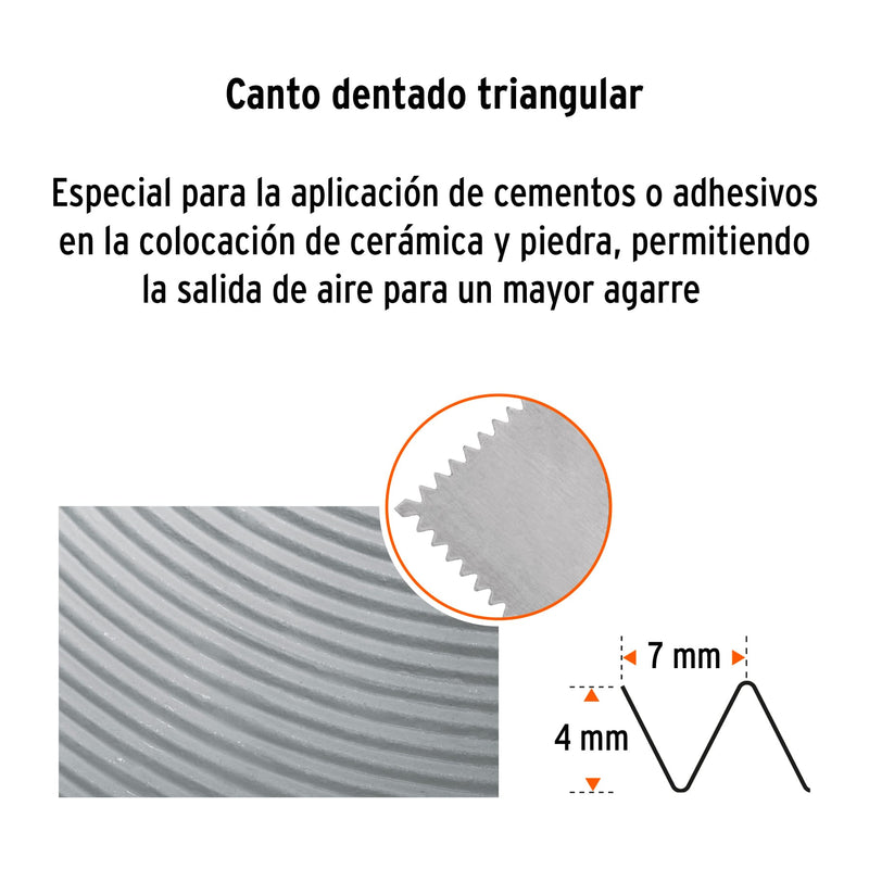 Llana 11" x 5" Mango de Plastico 6 Remaches Truper Dentado Triangular