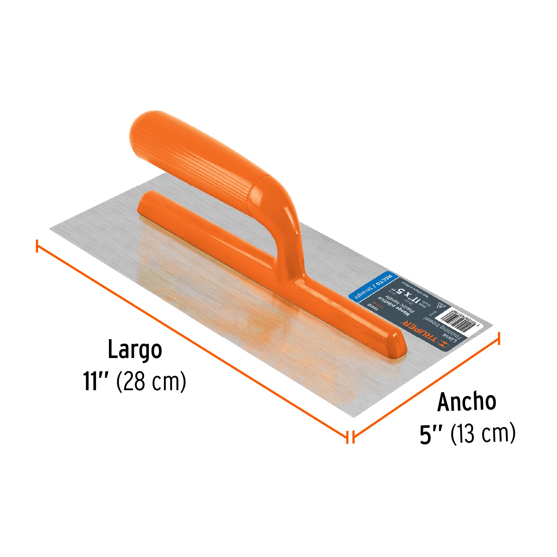 Llana 11" x 5" Mango de Plastico 6 Remaches Truper Lisa