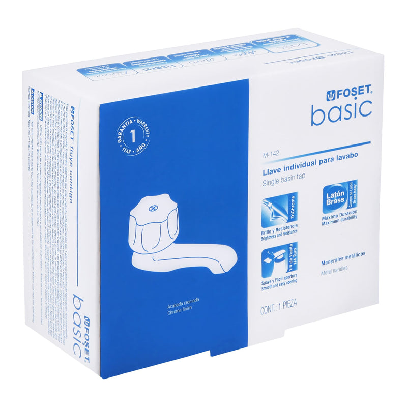 Llave Individual para Lavabo Metalica con Maneral Foset Basic
