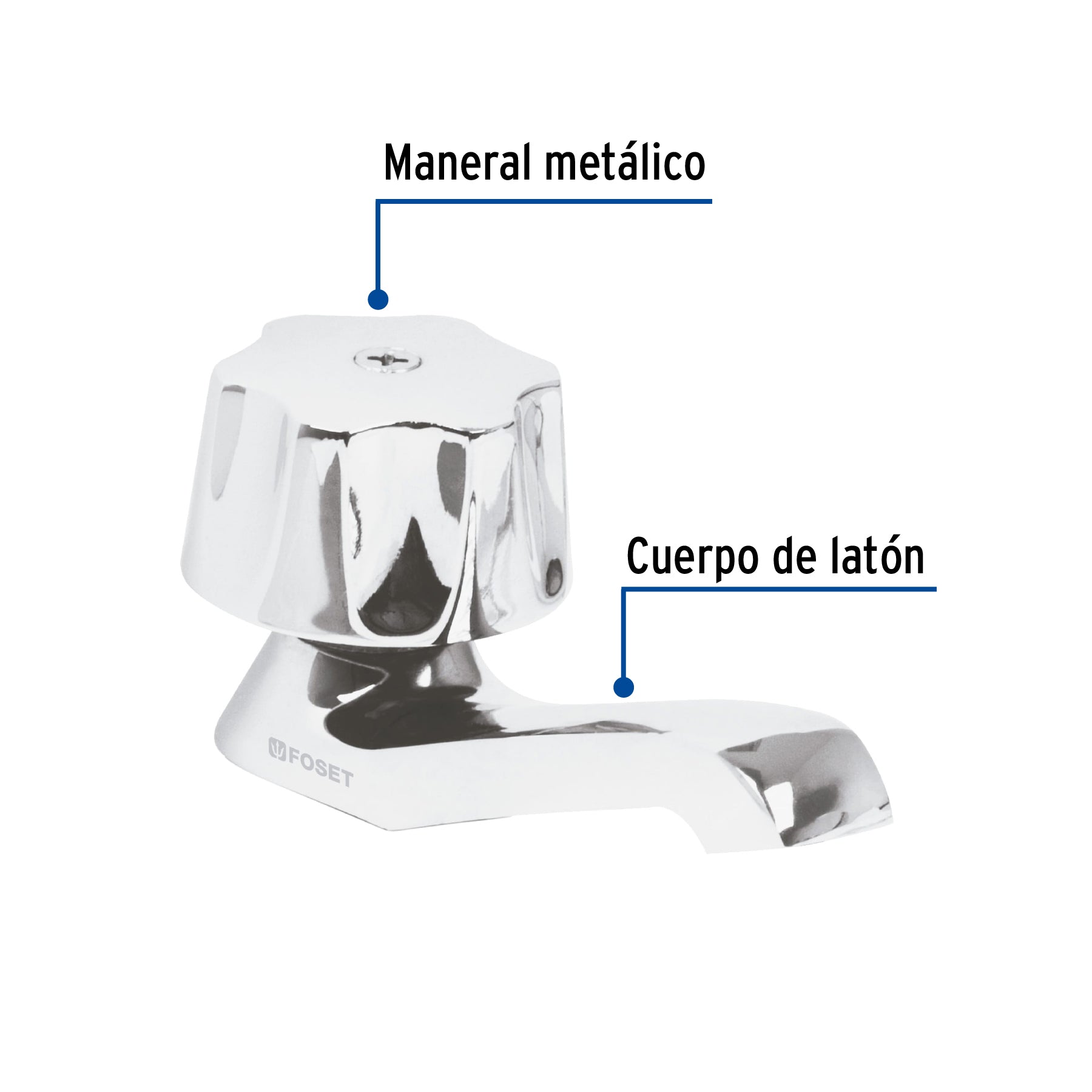 Llave Individual para Lavabo Metalica con Maneral Foset Basic