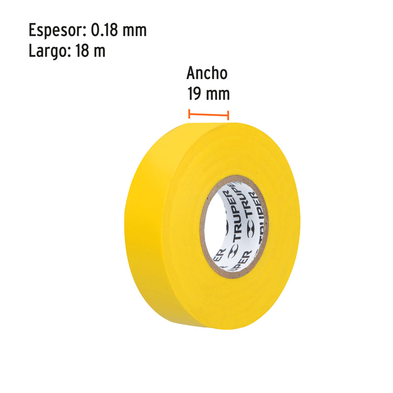 Cinta de Aislar 19 mm X 18 mts Truper Amarilla