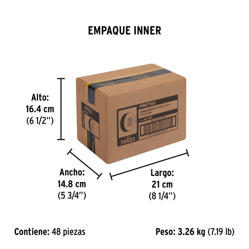 Cinta de Aislar 19 mm X 18 mts Pretul