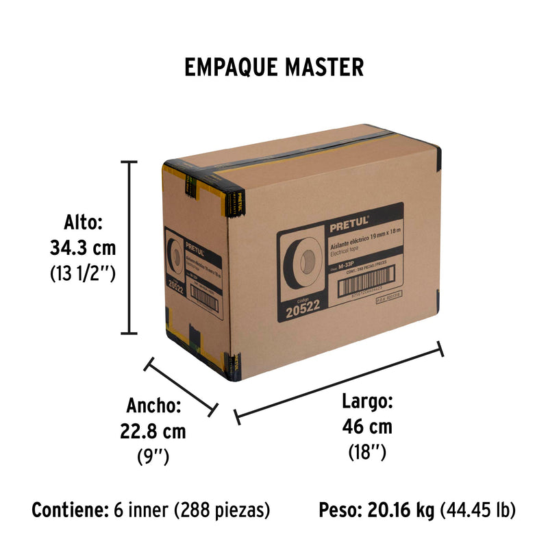 Cinta de Aislar 19 mm X 18 mts Pretul