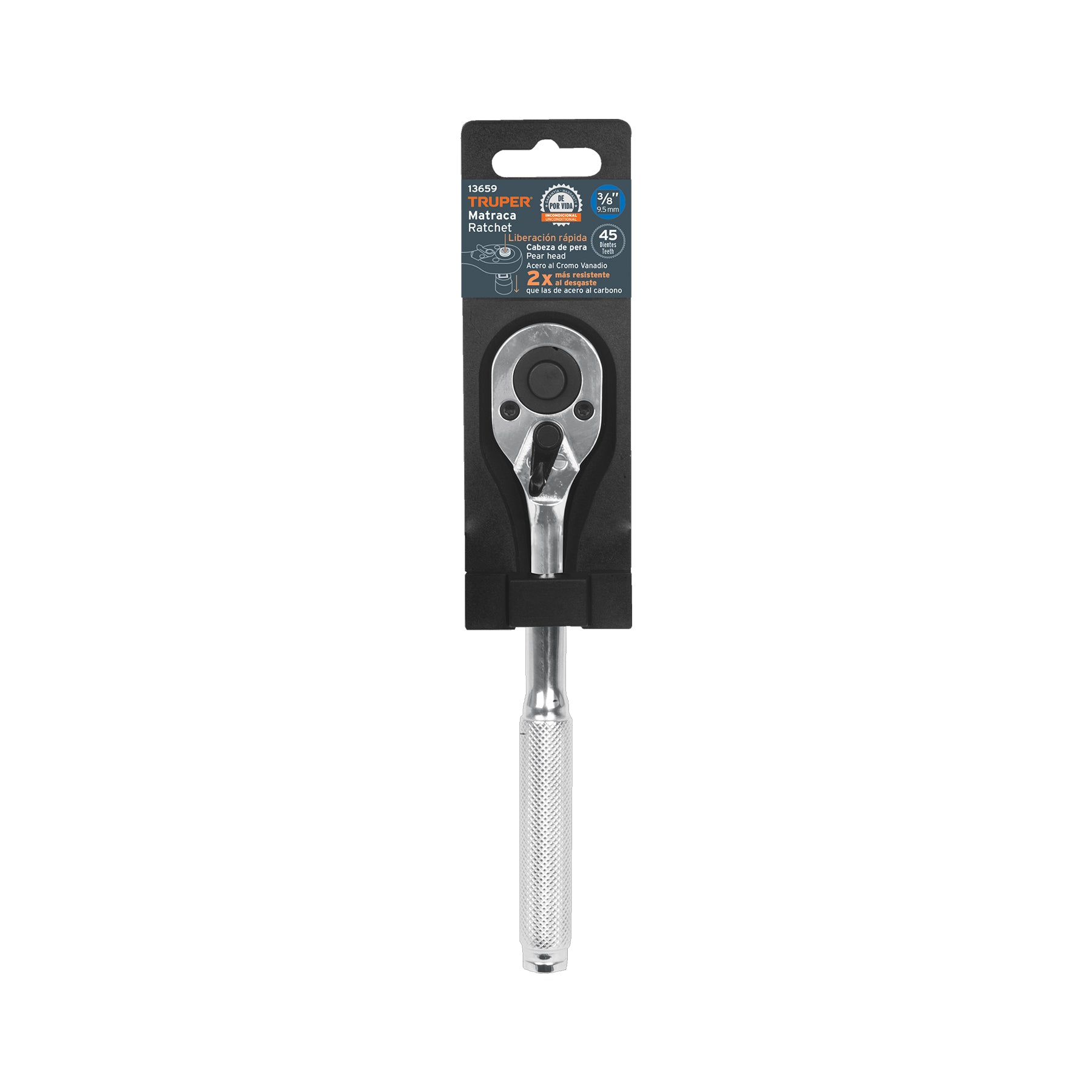 Matraca Cuadro 3/8" Cabeza de Pera de Liberacion Rapida Truper