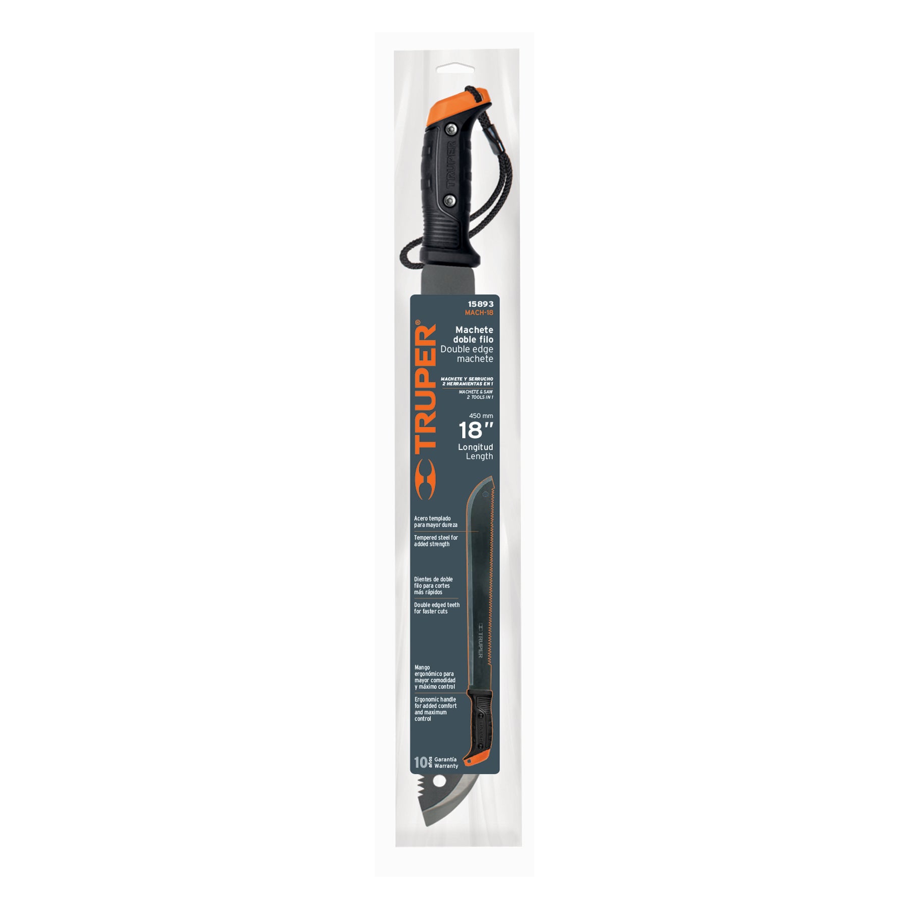 Machete Doble Filo 18" Cacha Atornillada Truper