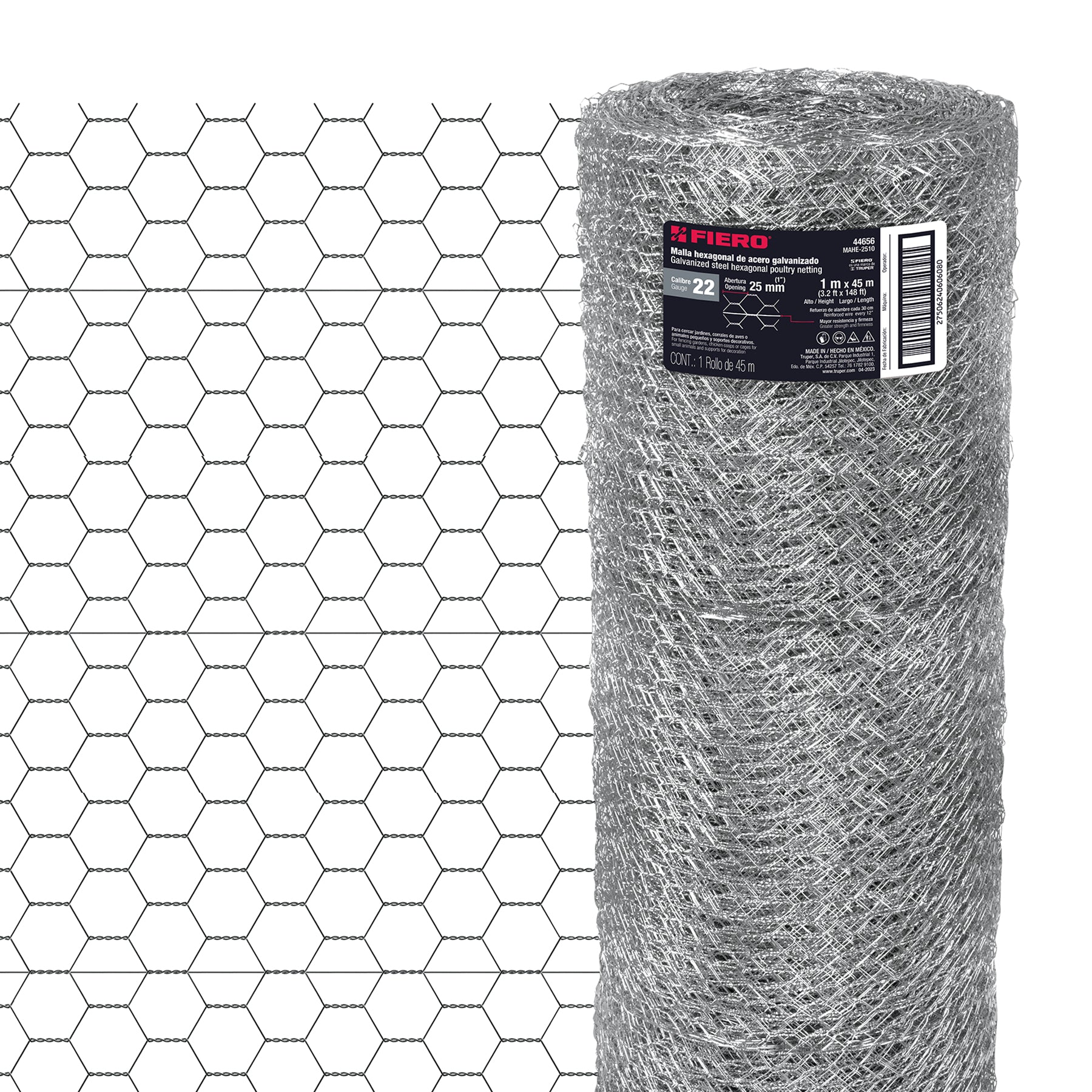 Malla Hexagonal Calibre 22 Abertura 25 mm Altura 1.00 Metro Fiero por Metro