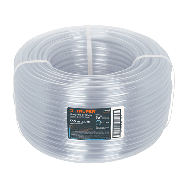 Manguera Transparente de Nivel Truper 1/2" (13 mm) Rollo 100 Metros