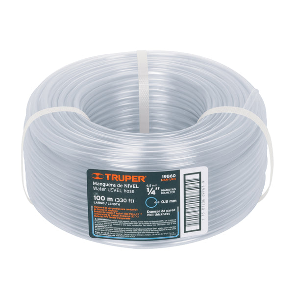 Manguera Transparente de Nivel Truper 1/4" (6.5 mm) Rollo 100 Metros