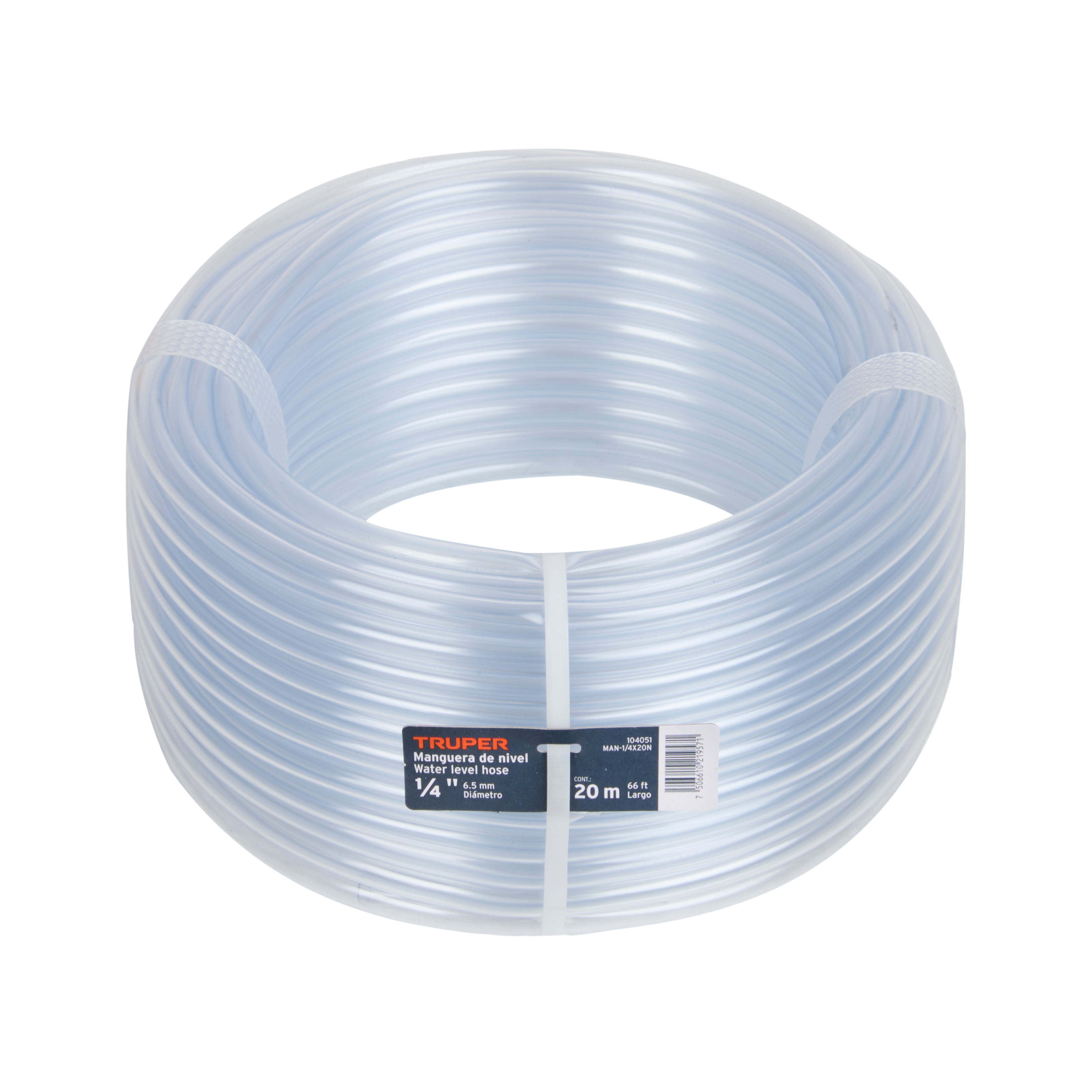 Manguera Transparente de Nivel Truper 1/4" (6.5 mm) Rollo  20 Metros