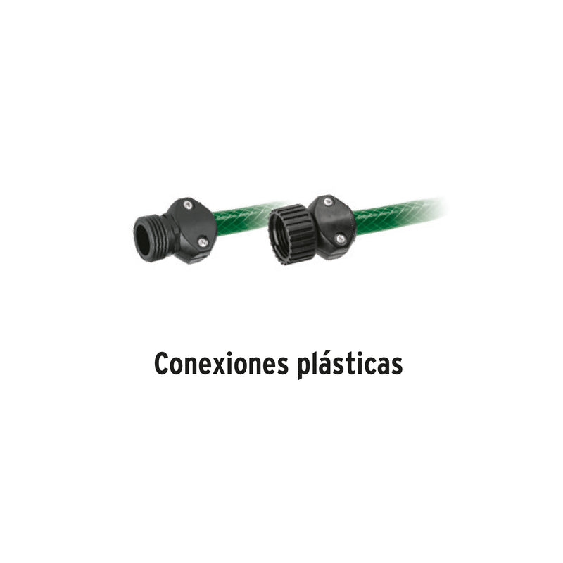 Manguera Reforzada 3 Capas Conexiones Plasticas 1/2" Rollo de 10 Metros Pretul