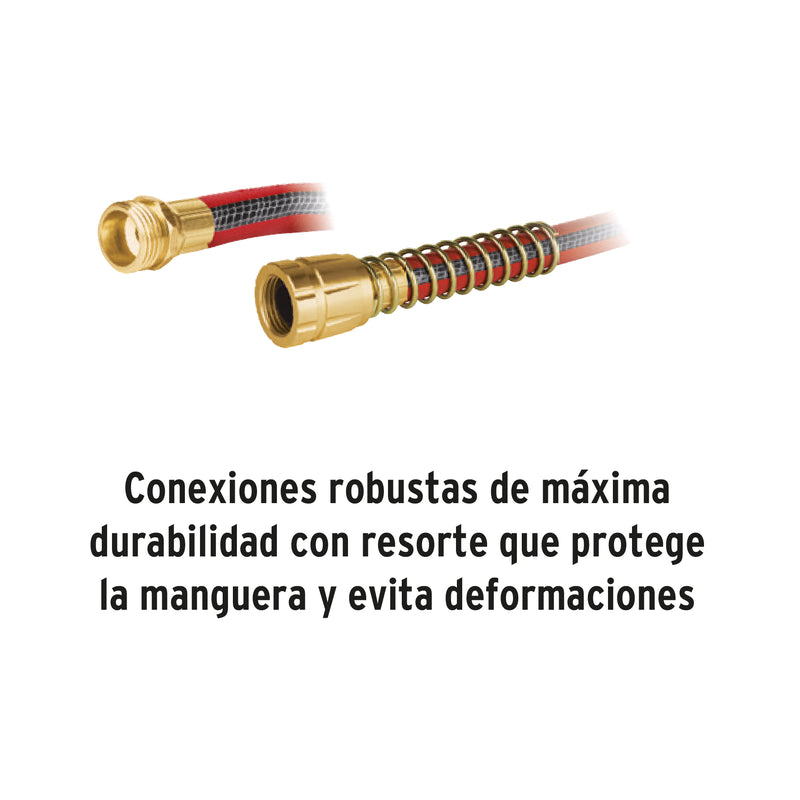 Manguera Super Reforzada 4 Capas Conexiones Metal 1/2" Rollo 15 Metros Truper