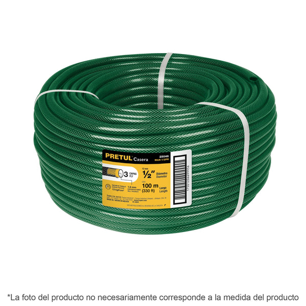 Manguera 3 Capas Tramada Verde Pretul 3/4" por Metro