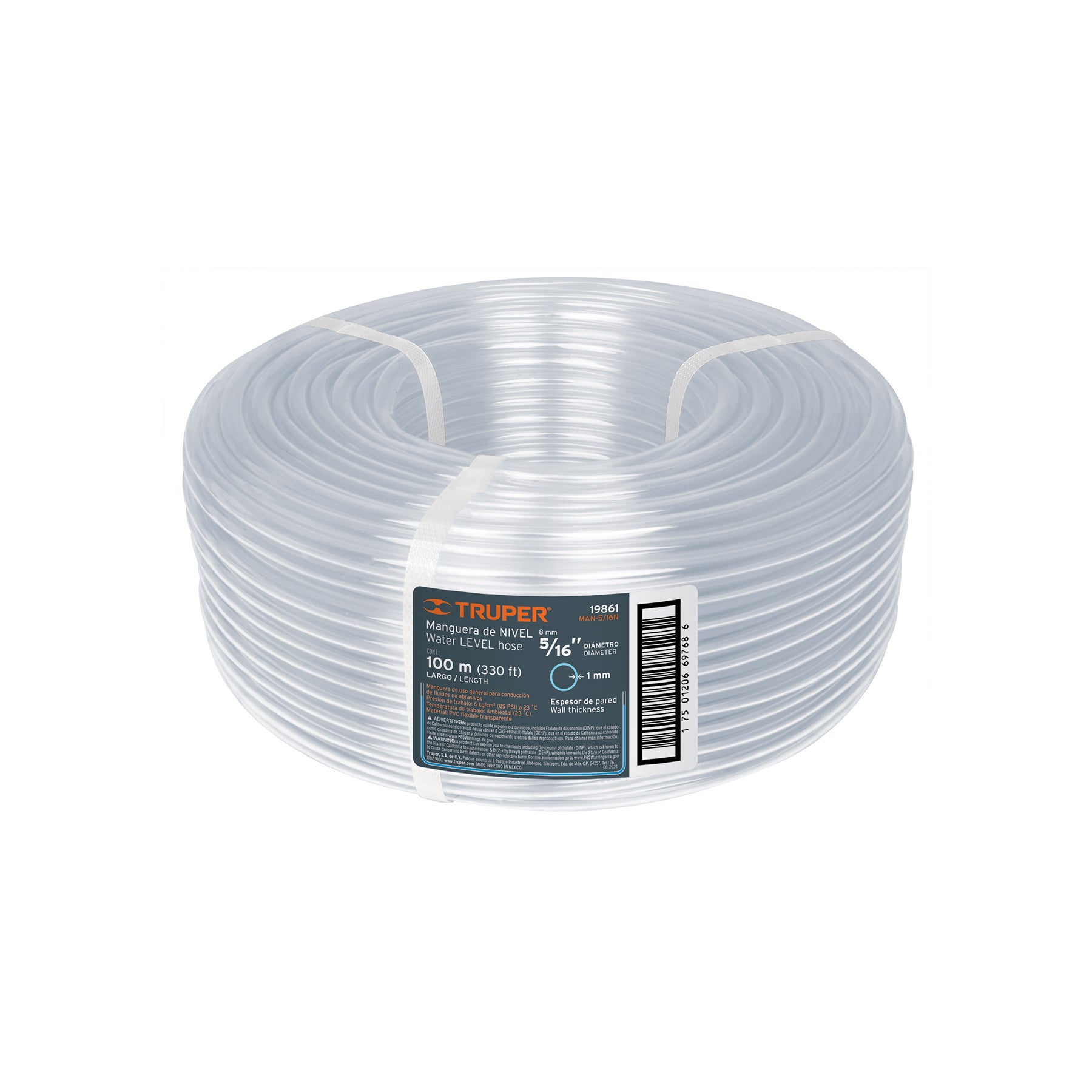 Manguera Transparente de Nivel Truper 5/16" (8 mm) Rollo 100 Metros