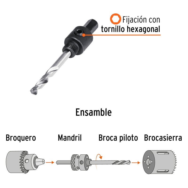 Mandril para Brocasierras Bimetalicas Truper Expert Zanco 3/8"