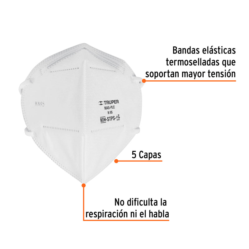 Cubrebocas Plegable N95 para Polvos y Particulas Truper