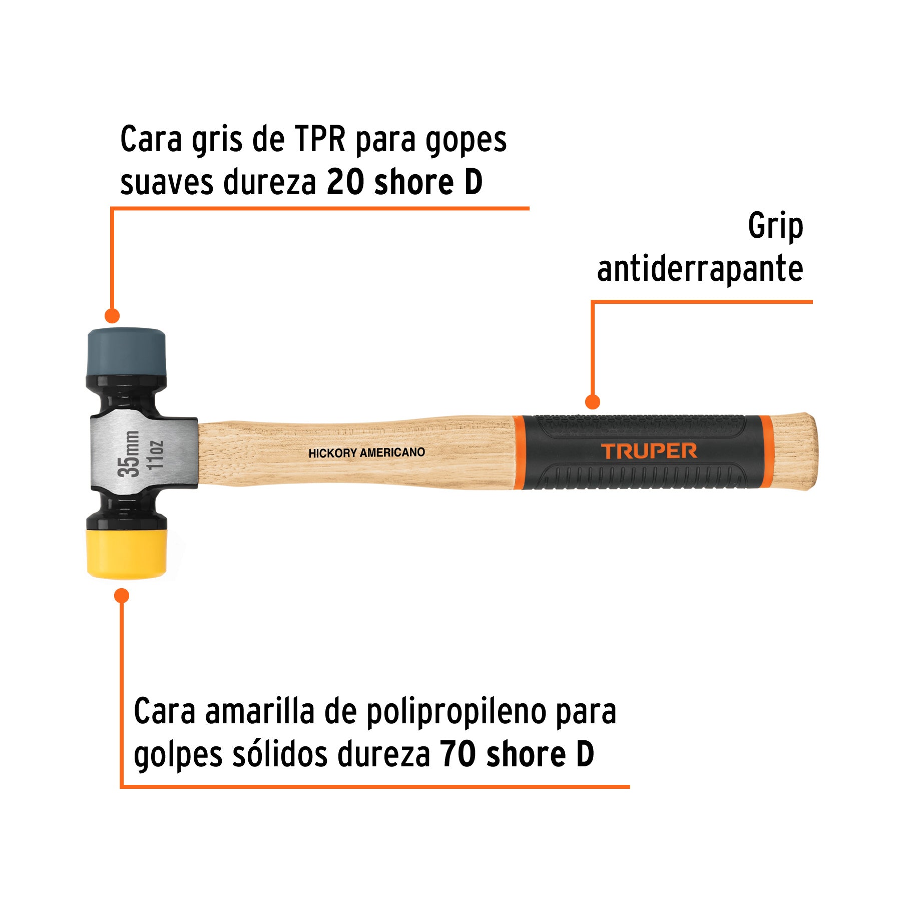 Martillo con Caras Suaves Intercambiables Truper Grip