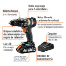 Rotomartillo Inalambrico 20 Volts Broquero de 1/2" Brushless Truper Max