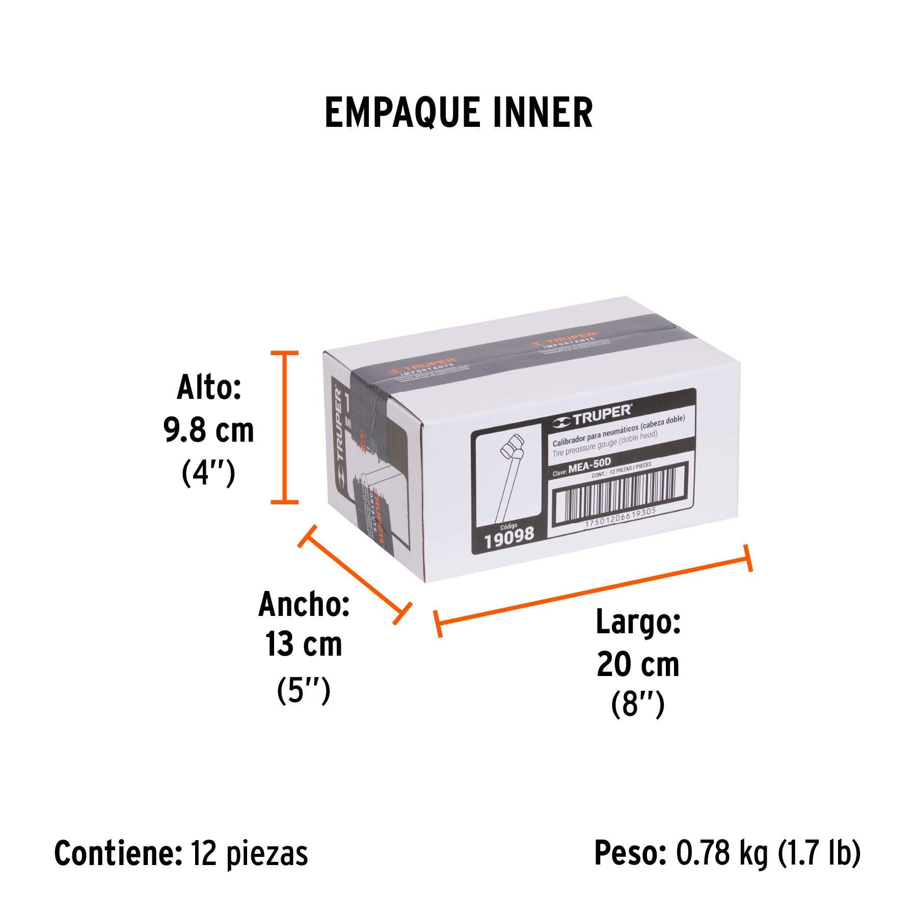 Calibrador de Presion 50 PSI Cabeza Doble Truper