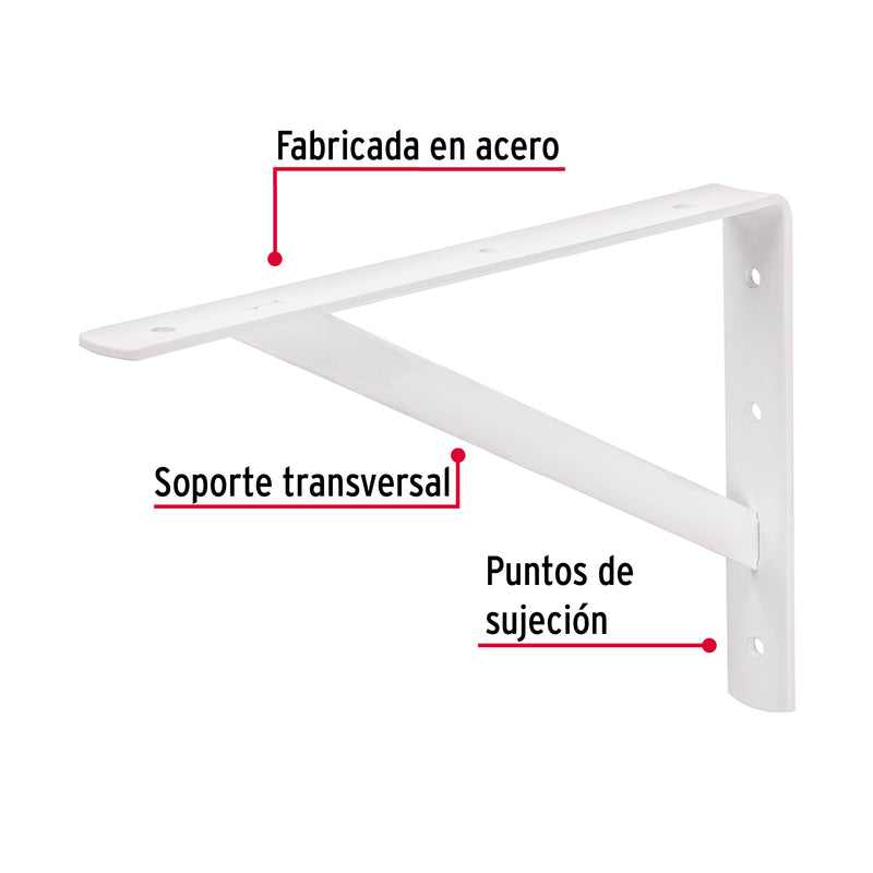 Mensula de Acero Reforzada Fiero Blanca  8" x 12"