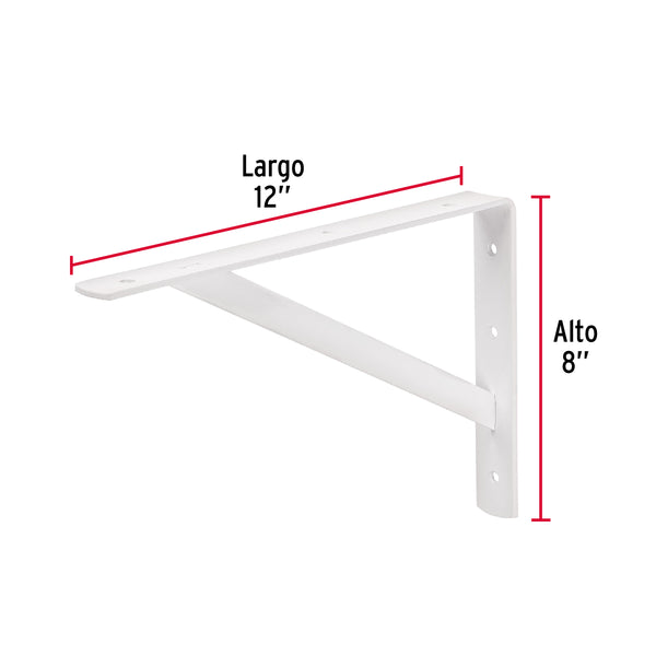 Mensula de Acero Reforzada Fiero Blanca  8" x 12"