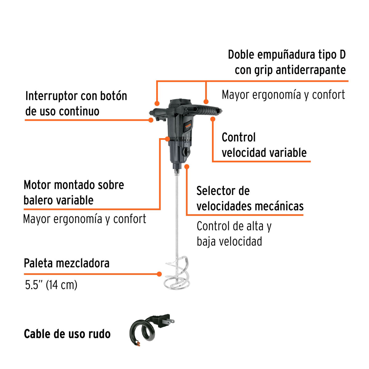 Mezcladora Electrica 1,500 Watts TRUPER INDUSTRIAL