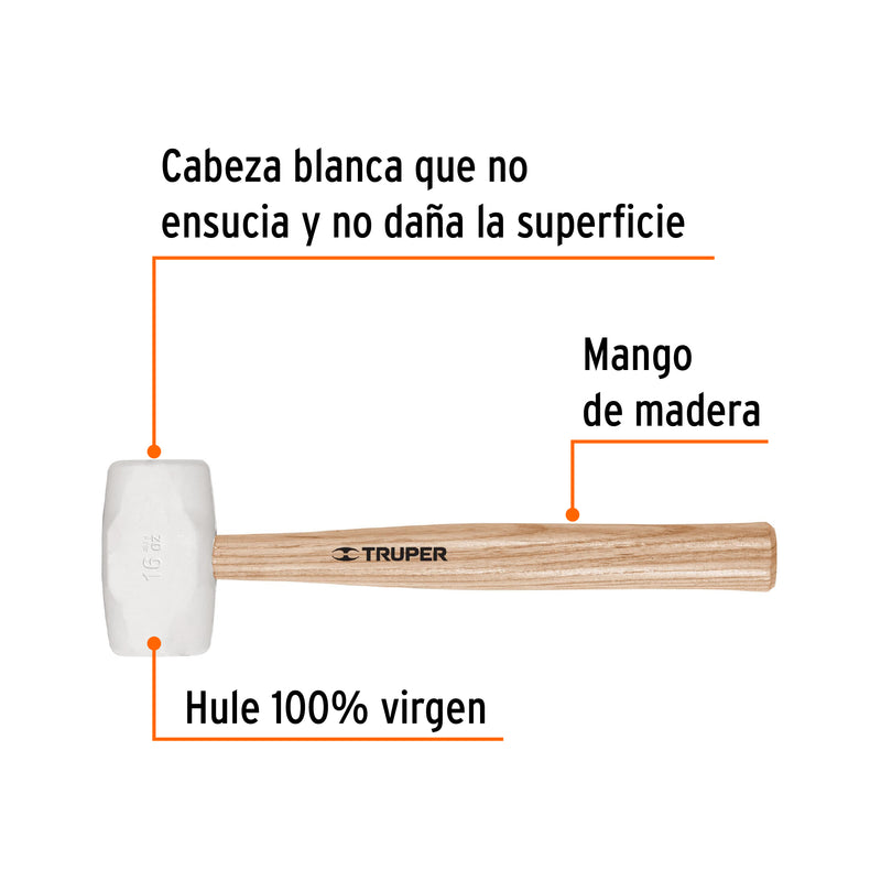 Mazo de Hule Blanco 16 Onzas Truper