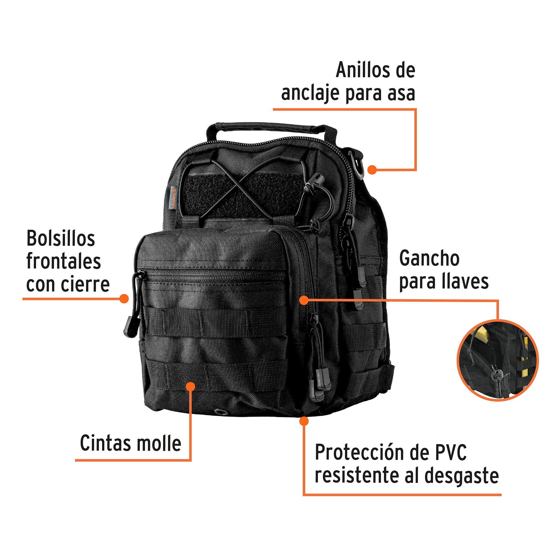Mochila Táctica Multiusos Negra Truper